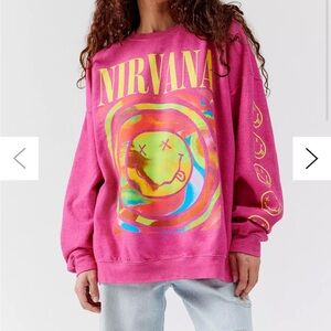 Urban Outfitters Nirvana Smile Overdyed Crew Neck Sweatshirt